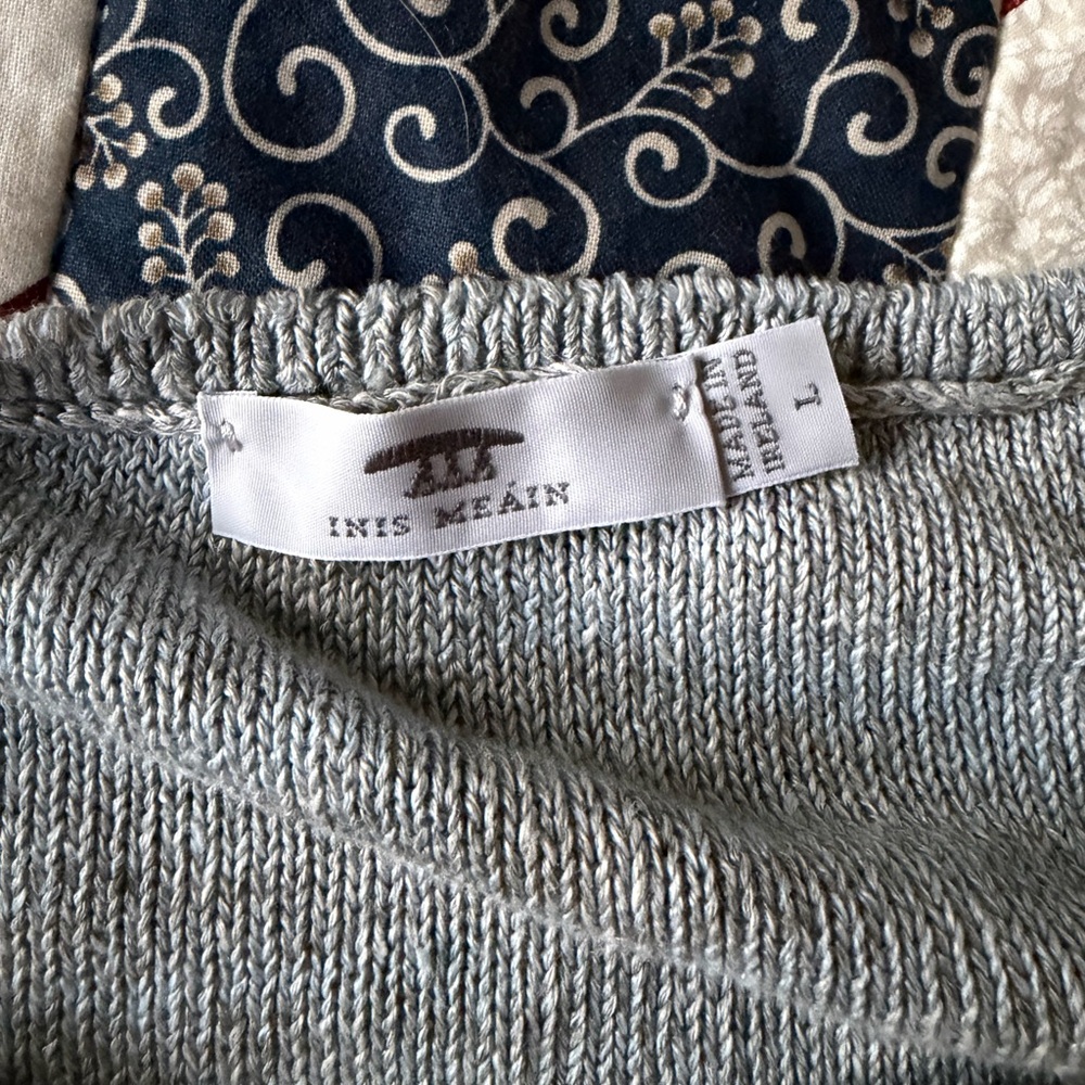 Inis Meain 100% linen Classic Crewneck ombré grey/blue Sweater - Picture 5 of 6